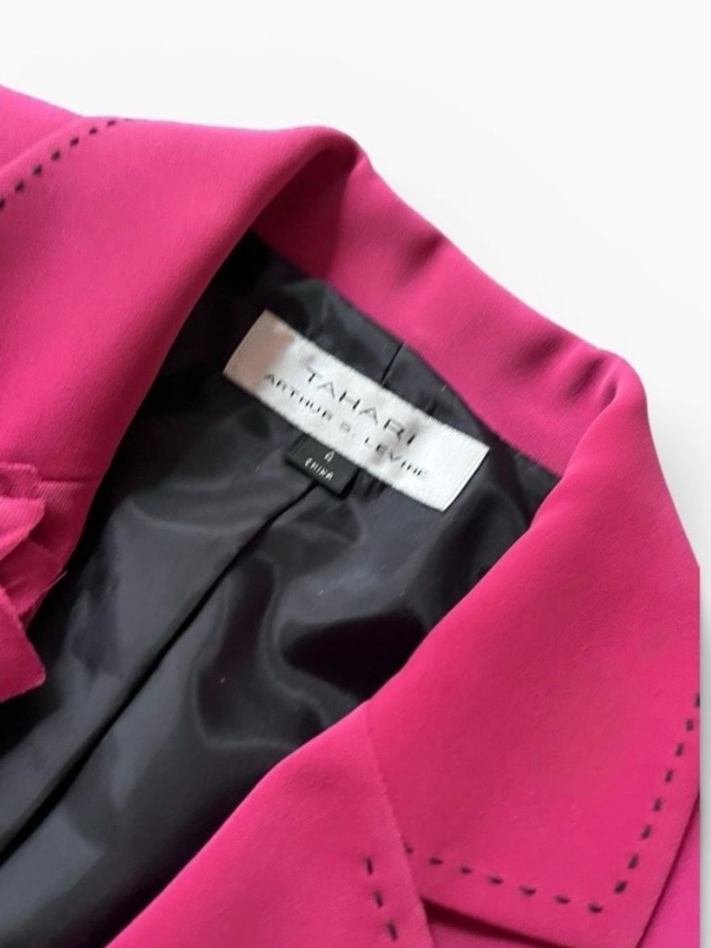 Tahari Fitted Pink Floral Accent Blazer